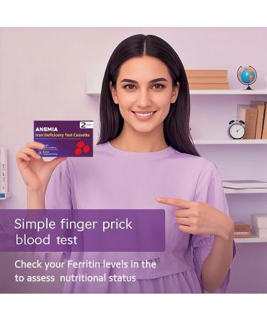 Iron Deficiency Test Kit 2 Tests Ferritin Anemia Home Test Kit for Iron Level Detection in 15 Minutes Convenient Home Test for Adults & Children - Buy Online on GoSupps.com