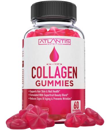 Atlantis Nutrition Collagen Peptides Gummies for Women - Formulated with Type I & III - Vitamin & Superfruit Beauty Blend - Formulated to Support Hair Nail & Skin Health | 60 Count