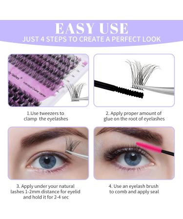 D Curl Cluster Lashes 0.07mm 12-16mm C4+ZW Mixed DIY Lash Extensions | Reusable Soft Wispy Individual Clusters | RR-12-16mm Classic/Mega-0.07D - Buy Online on GoSupps.com