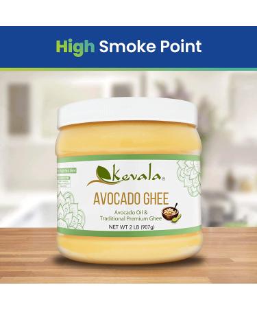 Kevala Avocado Ghee 32 Oz - High-Heat Blend of Avocado Oil and Premium Ghee - Keto, Paleo, Casein Free - 2 lb Bottle - Buy Online on GoSupps.com