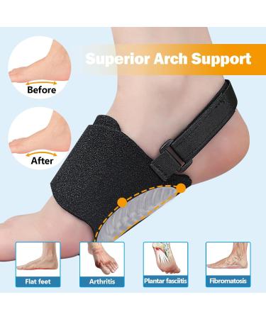 Arch Support Sleeves for Plantar Fasciitis | Adjustable Compression Bands with Gel Pads for Flat Feet Fallen Arches & High Arches - Men & Women - Buy Online on GoSupps.com