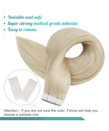 FSHINE Tape in Hair Extensions - Platinum Blonde Brazilian Remy Real Hair 50cm Seamless 50g 20 Pieces Salon Quality #60 - Buy Online on GoSupps.com