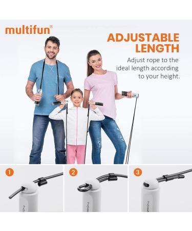 Multifun Speed Skipping Rope with Calorie Counter - Adjustable Digital Counting Jump Rope for Fitness & Boxing - Black/White - Buy Online on GoSupps.com