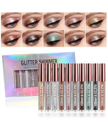 AllbestAye glitter liquid eyeshadow long-lasting glossy shimmering liquid eyeshadow multi-colored shifter waterproof metallic pigment make-up 10 colors - Buy Online on GoSupps.com