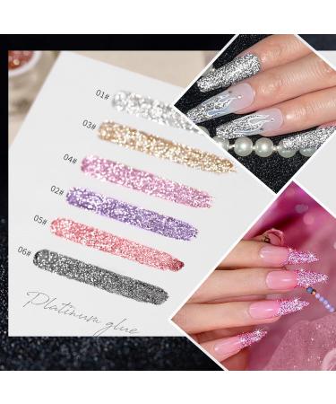 Rechoo 6pcs Reflective Glitter Gel Liner Nail Art 10ml Multicolor French Manicure Gel Polish Set Color Shellac Nail Polish for Fineliner Nail Design 03 V-6-Reflective Glitter 03 - Buy Online on GoSupps.com