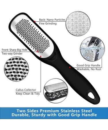 Foot File & Callus Remover - Dual-Sided Stainless Steel Foot Scrubber for Cracked Heels & Dead Skin - International Shipping - Buy Online on GoSupps.com