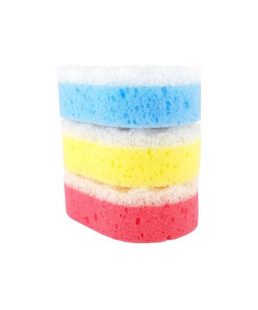 3 Pieces Bath Sponges for Adults - Doubled Sided Massage Sponge Shower Sponge - Exfoliating Body Shower Scrubber Assorted Colours