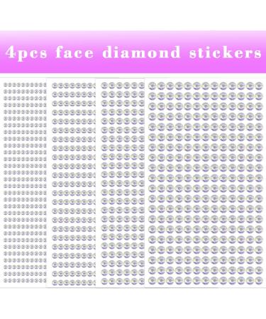 Self Adhesive Face Gems Stickers Hair Rhinestones - 1799pcs Bling Jewels for Makeup, Crafts, Home Decor - 4 Sizes White AB Rhinestones - Buy Online on GoSupps.com