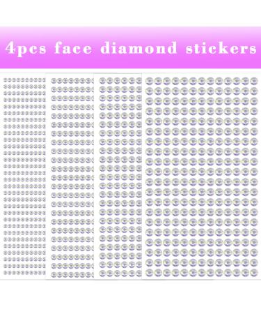 Self Adhesive Rhinestone Stickers - White AB Face Gems for Makeup, Rave Accessories & Crafts - 4PCS - Buy Online on GoSupps.com