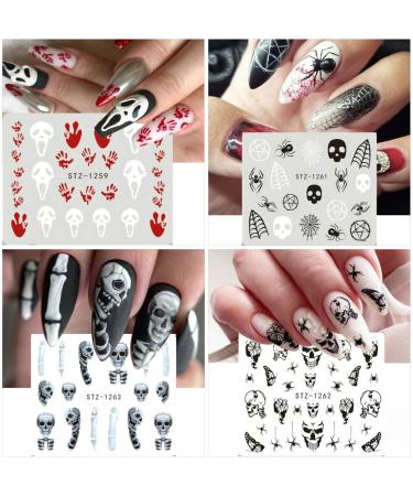 Halloween Nail Stickers - Horror Gothic Ghost Pumpkin Skull Blood Spider Evil Eye Nail Art Decals - Buy Online on GoSupps.com