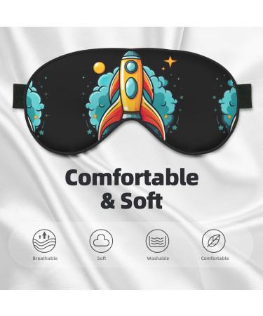Rocket Clipart Space Ship Eye Mask | Unisex Soft Sleep Shade for Travel Yoga & Shift Work - Buy Online on GoSupps.com