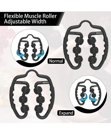 Six-Wheel Fascia Muscle Roller | Cellulite Massage Roller for Muscle Soreness Relief | Thigh, Calf, Arm, Shoulder | Deep Tissue Massage Roller - Black - Buy Online on GoSupps.com