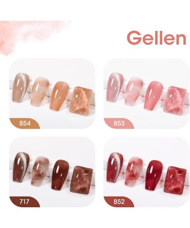 Gellen Gel Nail Polish Kit - 4 Exquisite Colors Pink Burgundy Red Jelly Gel Nail Polish Set Soak Off Magnetic Cat Eye Gel Nail Kit with Magnet Blooming Gel Nail Polish for Spreading Effect Everything Nice - Buy Online on GoSupps.com