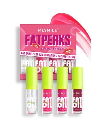 4 Colors Lip Oil Lip Glaze Big Brush Head Hydrating Lip Glow Oil Shiny Transparent Lip Gloss Plumping Smooth Glossy Finish Clear Tint Shiny and Vegan Moisturizing Non-Sticky Formula