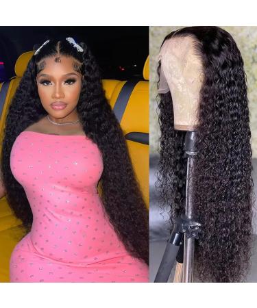 HD Transparent Lace Front Water Wave Wigs 10A Brazilian Virgin Hair Deep Curly Lace Wigs Human Hair with Baby Hair Pre Plucked Lace Frontal Water Curly Wave Wigs Glueless Natural Hairline Wigs 30inch 180% Density 30 Inch...