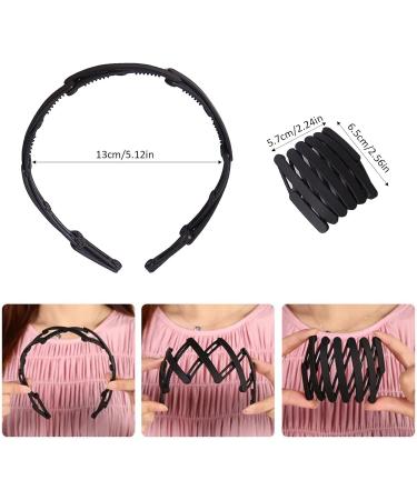 Foldable Hair Bands - Portable Telescopic Folding Headband Stretchy Foldable Headband Multipurpose Collapsible Hairband Hair Clips Hair Hoop for Women Girls Black - Buy Online on GoSupps.com