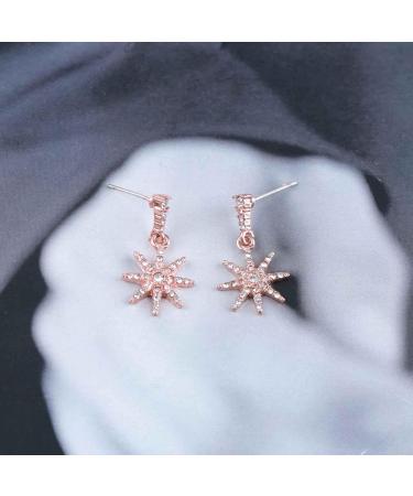 Boho Crystal Sunburst Earrings - Rose Gold Star Drop Studs | Celestial Jewelry for Women & Girls - Buy Online on GoSupps.com
