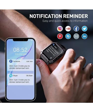 PUREROYI Military Smart Watch for Men - 1.95'' IP68 Waterproof with Bluetooth Call and 123 Sports Modes - Tactical Smartwatch for iPhone and Android - Black - Buy Online on GoSupps.com