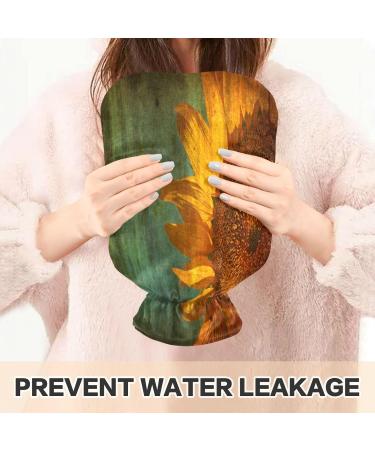 Retro Sunflower Hot Water Bottle | 2L Fleece Cover for Hot & Cold Compress International Shipping - Buy Online on GoSupps.com