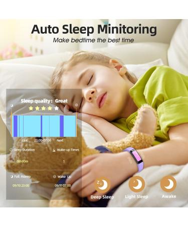 HOOMOON Kids Fitness Tracker Watch - IP68 Waterproof Activity Tracker with Sleep Tracking, 11 Sport Modes, Calorie Counter, Alarm Clock & Reminder - Great Gift for Boys, Girls & Teens - Light Purple - Buy Online on GoSupps.com