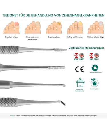 Blizzard Podology Tool 3-ST Set | Stainless Steel Foot Care Instruments for Fine Nail Work | CE Medical Product | Tamponier Hook Corner File & Spoon Tool (13-16 cm) - Buy Online on GoSupps.com