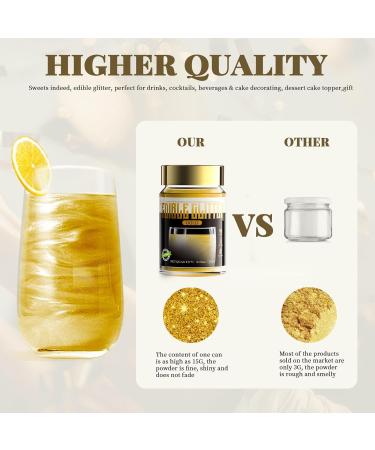 FDA Certified Gold Annexual Glitter Powder - Vegan Drinkable & Tasteless for Cocktails Cakes & More - 15g - Buy Online on GoSupps.com