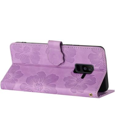 Folding Flower Pattern Cover for Samsung Galaxy A6 Plus | PU Leather Stand & Pocket Violet - Buy Online on GoSupps.com