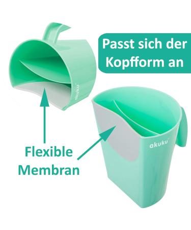 Akuku Green Hair Washing Cup for Kids | Shampoo Eye Protection & Shower Aid | Safe Bathing Mug for Children - Buy Online on GoSupps.com