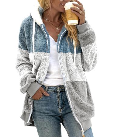 Hanxiulin Oversized Plush Jacket for Women - Warm Windproof Lightweight Fleece Coat - Premium Gray Outdoor Outerwear - Buy Online on GoSupps.com