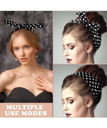 Lusofie Black Red Polka Dot Headband Set - Cute Bow Wire Bandana Headwrap for Women and Girls - Buy Online on GoSupps.com