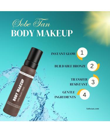 SoBe Tan Body Makeup Mousse DHA Free Instant Wash Off Bronzing Mousse 250 mL (8.5 fl oz) Streak Free and Transfer Resistant Fragrance Free Includes Applicator Mitt - Buy Online on GoSupps.com
