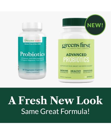 Greens First Probiotics - 20 Billion CFU of Beneficial Bacteria - FOS Soluble Fiber - Supports Gut Digestive Health and Skin Appearance - 30 Servings/Capsules - Buy Online on GoSupps.com