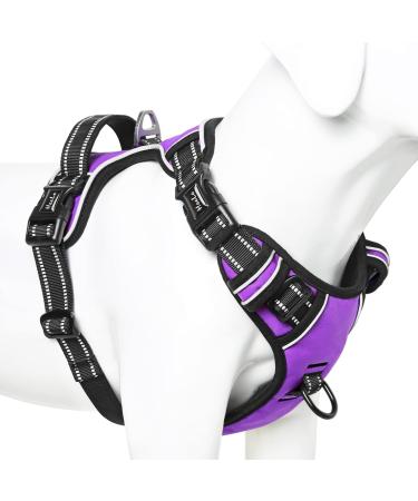 Heele dog harness without train breast dishes for large dog adjustable reflective dog dishes breathable dog harness with padded handle no-pull dog harness purple XL XL-breast size: 53-97cm uni-lila