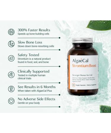 AlgaeCal Strontium Boost - Clinically Supported Strontium Citrate 680 mg Capsules Bone Strength Supplement - Pair With AlgaeCal Plus To Increase Bone Density in Just 6 Months! 3 Month Supply 60 count (Pack of 3) - Buy Online on GoSupps.com