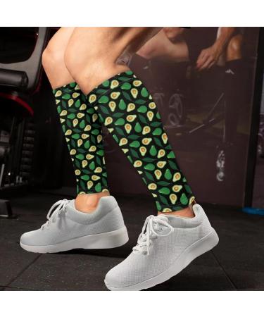 Poceacles Avocado Pattern Calf Compression Sleeves for Men & Women - Footless Compression Socks for Running Sports - Green Avocado Design - Buy Online on GoSupps.com