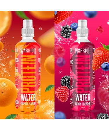 Warrior Protein Water 10g 12 x 500ml Collagen Peptides Hydrate Sports Drink Less Than 50 Calories per Serving Contains Essential Vitamins Aspartame Free (Berry) Berry 500 ml (Pack of 1) - Buy Online on GoSupps.com