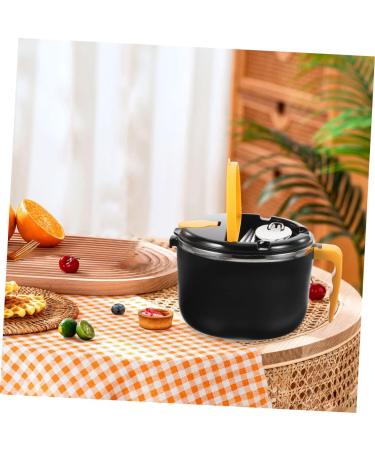 Zerodeko Instant Noodle Bowl Salad Bowl Ramen Soup Bowl with Tableware Insulated Bowl Stainless Steel Gaiwan Black 18.5X14.5CM - Buy Online on GoSupps.com