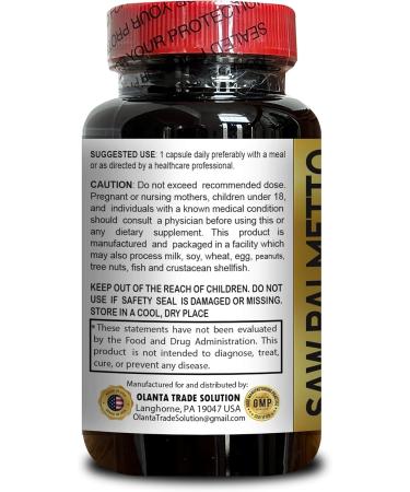 OLANTA TRADE SOLUTION Saw Palmetto 1000mg - Support Men's Urinary System Supports Prostate Comfort & Daily Male Well-Being & Energy Support - 1 Bottle 100 Capsules - Buy Online on GoSupps.com