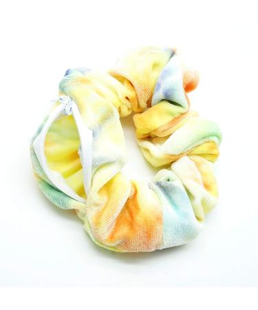 12pc Velvet Pocket Hair Scrunchies with Hidden Zipper Pocket - Cheetah & Tye Dye Colors - Buy Online on GoSupps.com
