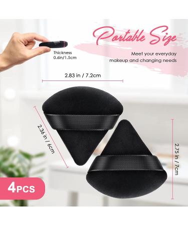 AMMON 4 Piece Triangle Soft Makeup Powder Puff Set - Velour Pure Cotton Puffs for Loose Mineral Powder - Black - Buy Online on GoSupps.com