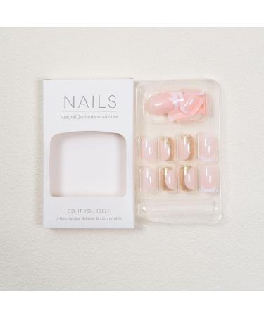SINLOV Short Square Fake Nails Flower Glossy Press on False Nails Pink Nude Ballerina Artificial Finger Nails French Full Cover False Nails for Women and Girls - Buy Online on GoSupps.com