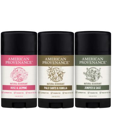 American Provenance Rose & Jasmine Palo Santo & Vanilla and Juniper & Sage Deodorant Bundle