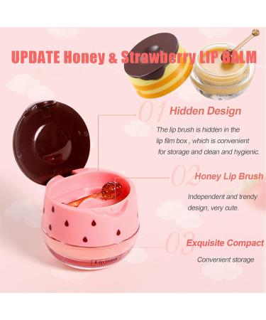 2 Pack Strawberry Lip Mask & Bee Balm Lip Balm Set for Hydrating & Moisturizing Lips - Prevent Dryness & Cracks, Exfoliating Scrub Included - Strawberry Flavor - Buy Online on GoSupps.com