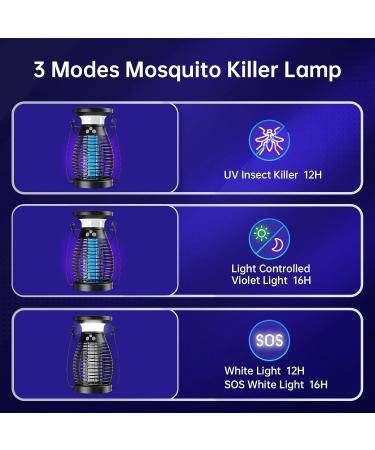 Solar Bug Zapper Indoor 3 in 1 UV Mosquito Killer Lamp 4000mAh 4200V Electric Fly Zapper USB Rechargeable Insect Killer Traps for Office Kitchen Bedroom Garden Camping Outdoor Black Black#01 - Buy Online on GoSupps.com