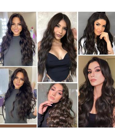 DeeThens 20 Inch Dark Brown Clip-In Wavy Hair Extensions for Women - Thick Synthetic Full Head - 3pcs - Buy Online on GoSupps.com