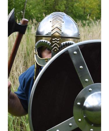 Battle Merchant Beowulf Viking Helmet - Steel Adult Helmet with Cheek Flaps & Adjustable Leather Inlay - Buy Online on GoSupps.com