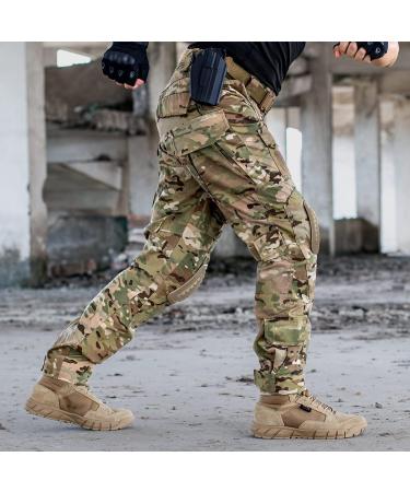IDOGEAR Multicam Combat Pants with Knee Pads - Tactical Camo Trousers for Airsoft, Hunting, and Military - 30W x 31L - Buy Online on GoSupps.com