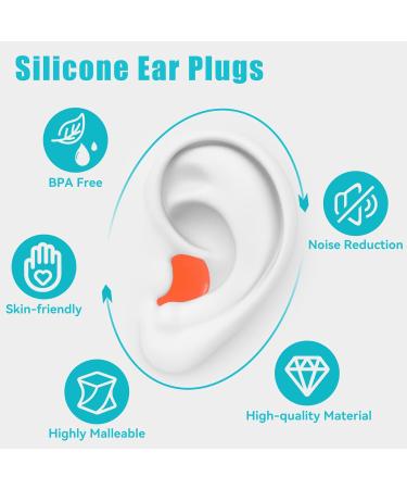 Silicone Earplugs - 6 Pairs Reusable Soft Earplugs for Sleeping Swimming & Noise Suppression | Comfortable Hearing Protection Orange - Buy Online on GoSupps.com
