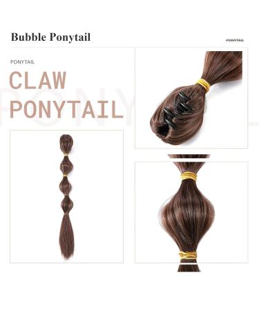 Ponytail Extension - Bubble Ponytail Brooch Hair Piece with Clip | 18 (45cm) 90g Realistic Hair in White & Brown - International Shipping Available - Buy Online on GoSupps.com