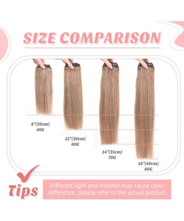 Vlasy Clip in Human Hair Extensions - 7 Pieces Seamless Natural Thick Weft Hair, Medium Ash Brown, 8 Inch (40g), 10A Grade - for Women - Buy Online on GoSupps.com